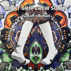 Fabrication en gros de chaussettes de football antidérapantes à manches longues personnalisées avec logo, chaussettes en coton avec lettres, chaussettes de sport pour hommes - Product Image 2