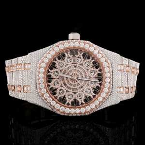 Montre de luxe Hip-Hop en acier inoxydable avec diamants Moissanite élégants, mouvement à quartz, étanche 3 ATM, collection Black Ocean Jewels - Product Image 6