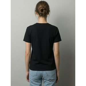 เสื้อยืดผ้าฝ้ายสไตล์โบโฮสำหรับผู้หญิง สีดำ คอกลม ระบายอากาศได้ดี แห้งเร็ว แขนครึ่งตัว ทรงปกติ ใส่ได้ทุกวัน สไตล์ลำลอง สำหรับฤดูร้อน - Product Image 2