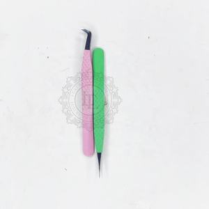 Wholesale Stainless Steel <b>Pink</b> Green <b>Powder</b> Coating Isolation Volume Tweezers Private Label Custom Logo Durable Eyelash - Product Image 6