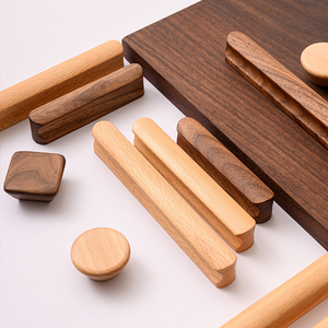 Contemporary Solid Wood Cabinet Pull Handles for <b>Kitchen</b> Drawers Wardrobes Modern Furniture <b>Hardware</b> Solid Wood Cabinet Pulls - Product Image 2