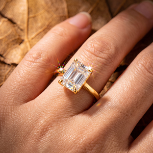 Bague de fiançailles solitaire en or jaune 14 carats avec diamant de laboratoire taille radiant de haute qualité, bijou raffiné pour femme - Product Image 2