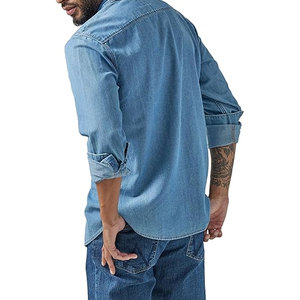 <b>Men's</b> Classic Western <b>Denim</b> <b>Shirt</b> with Snap Button Closure Regular Fit for Authentic Vintage Style and Everyday Comfort - Product Image 4