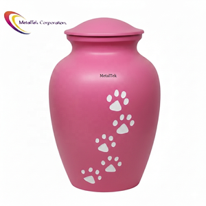 Premium Pink Aluminum Pet Urn Handcrafted Secure Threaded Lid White Paws Durable Memorial <b>Ashes</b> Jar for Cat & <b>Dog</b> Cremation Urns - Product Image 1