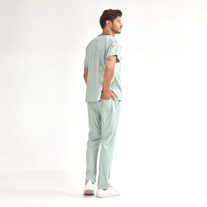 Custom Logo Wellness Resort Uniform Set Soft Breathable Canvas Tunic <b>Top</b> Stretch Pants Spa Staff Apparel Bulk - Product Image 2