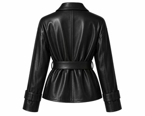 Blazer en cuir véritable pour femme, manteau en cuir ceinturé, veste streetwear oversize, veste tendance à manches longues - Product Image 4