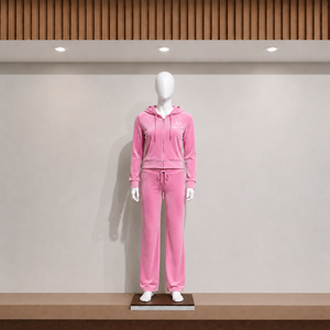 Ensemble crop top à capuche zippé en molleton rose pour femme, style streetwear complet, coupe régulière, couleur unie, tenue 2 pièces 100 % coton respirant - Product Image 1