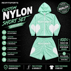 REXFIT SPORTS 2026 Ensemble veste coupe-vent et short en nylon vert menthe personnalisé, marque privée, streetwear et vêtements de sport pour hommes - Product Image 1