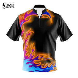 Custom <b>Bowling</b> Jersey Golf Sublimation Dye Printed Quick Dry Breathable Unisex Sports Quarter Zip Shirts - Product Image 3