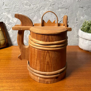 Mug à vin en bois naturel avec poignée et couvercle, qualité supérieure, produit en bois fait main poli, tasse la plus vendue à prix avantageux - Product Image 1