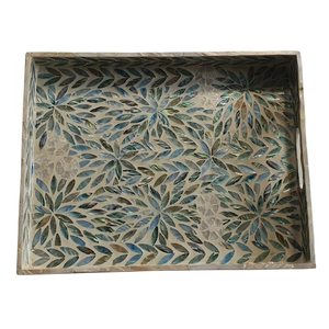 Plateau de service en nacre incrustée, fait main, durable, pour un rangement intérieur élégant - Product Image 1