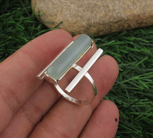 Natural Aqua <b>Turquoise</b> 925 Sterling Silver Bezel Setting Brilliant Cut Milky Blue Gemstone Classic Women's <b>Ring</b> Handmade - Product Image 1