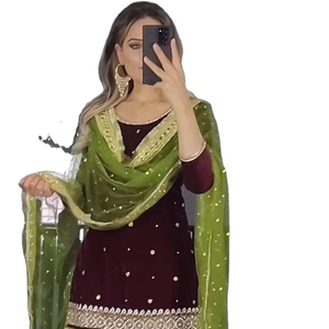 slim fit dress slacks Women's Olive Skirt Dhoti with Jacket 3XL main image 0