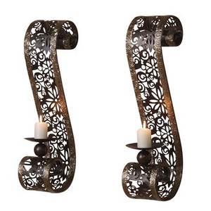 Juego de 2 candelabros de Metal Vintage con acabado marrón, luces LED decorativas montadas en la pared, aluminio de alta calidad, decoración navideña para el hogar al aire libre - Product Image 6