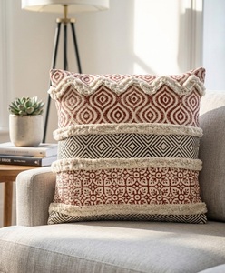Elegante Funda de Almohada Tejida Clay Horizon con Encaje, Funda de Cojín de Algodón para Sofá, Sala de Estar, Dormitorio - Product Image 3