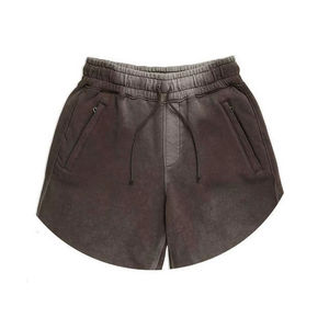 Shorts de estilo nuevo con lavado ácido, cordones ajustables en la cintura con puntas y bolsillos laterales, shorts vintage con lavado ácido para hombre, de calidad económica. - Product Image 5