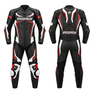ชุดแข่งรถมอเตอร์ไซค์หนังแท้แบบชิ้นเดียวสำหรับผู้ชาย Speedfreak สีแดง ขาว ดำ ระบายอากาศได้ดี ใช้ได้ทุกฤดู - Product Image 3