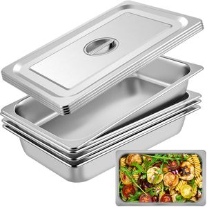Set di 4 Teglie Profonde in Acciaio Inox 20,9 X 12,8 X 3,9 Pollici, Vassoi da Forno da 13L, Attrezzatura per Servizio Ristoranti e Hotel - Product Image 5