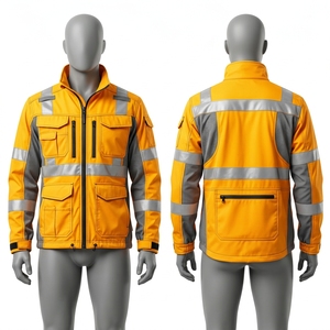 <b>Hi</b> <b>Vis</b> <b>Orange</b> Plus Size Work Jacket 300 GSM Heavyweight Waterproof CE Certified Oxford Polyester Silver Reflective Tape Custom - Product Image 4