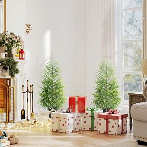 Confezione da 2 Alberi di Natale Artificiali in Pino Norflok da 120 cm con 133 Punte Modellate e Luci Calde Preinstallate, Facile Montaggio - Product Image 2