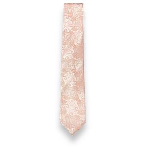 Cravate en soie à motif paisley pêche clair pour homme |   Cravate tissée élégante pour occasions formelles et affaires |   Cadeau de mariage, accessoire élégant et haut de gamme - Product Image 2