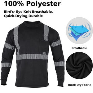 Nouveaux T-shirts de travail haute visibilité sur mesure à col rond pour hommes, manches courtes, réfléchissants, respirants, en coton - Product Image 4