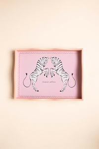 Decorative Display Animal Print Stylish Vanity Organizer Unique Gift for Modern Homes Pink Zebra Art Lacquer Serving Tray - Product Image 3