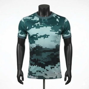 Camiseta de Manga Corta con Cuello Redondo y Camuflaje Digital para Hombre, de Secado Rápido, Tejido de Punto, Corte Ajustado, Largo Regular - Product Image 1