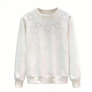 เสื้อสเวตเชิ้ตคอกลมสีดำแบบยูนิเซ็กซ์ พิมพ์ลายดาวประดับเพชร ทรงปกติ ผ้าถัก ใส่สบายในฤดูหนาว ระบายอากาศได้ดี เป็นมิตรกับสิ่งแวดล้อม - Product Image 4