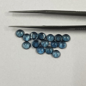 Piedras preciosas de 4mm, calidad AAA, Topacio azul Natural de Londres, cabujón redondo, piedras preciosas semipreciosas sueltas de fabricante - Product Image 2