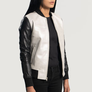 Winter Crop Quilted <b>Sheep</b> <b>Skin</b> Leather <b>Jacket</b> for Women OEM Outdoor Windproof Waterproof Breathable - Product Image 2