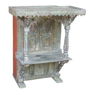 Haswani Handicrafts Durable Easy Clean Wooden Temple Antique Handcrafted Carved Rustic Vintage Home <b>Mandir</b> Decorative Pooja - Product Image 1