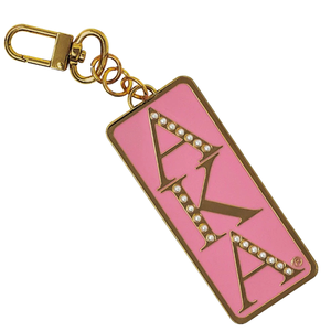 Llavero con 20 Perlas y Placa Rosa y Dorada, Diseño de Letras AKA, Colgante para Bolso, Anillo para Llaves, Accesorio de Moda, Regalo para Uso Diario - Product Image 4