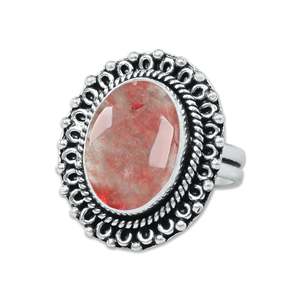 Strawberry <b>Quartz</b> Gemstone Sterling Silver Handmade <b>Ring</b> Pink Strawberry <b>Quartz</b> <b>Ring</b> Minimalist Promise <b>Ring</b> for Gift - Product Image 4