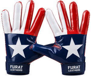 FURAT LEATHERS ถุงมือกีฬาแบบเต็มนิ้วสีแดงสีขาวสีน้ำเงินลายดาวกันลื่นสายรัดข้อมือแบบปรับได้สำหรับทุกเพศ - Product Image 2