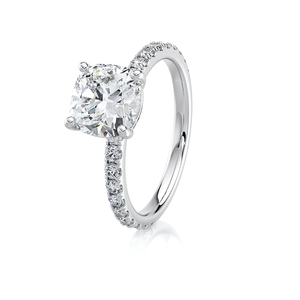 แหวนหมั้นเพชรทรงคุชชั่นชุบโรเดียมทองคำขาว 10KT พร้อมใบรับรอง IGI เพชรเพาะเลี้ยงในห้องปฏิบัติการ ประดับเพชรแบบ Pave สำหรับวันครบรอบแต่งงาน - Product Image 1