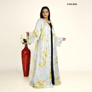 Abaya de Satén Jacquard de Excelente Calidad con Chifón, Elegante, de Manga Larga, para Uso Diario, Disponible a Buen Precio - Product Image 4
