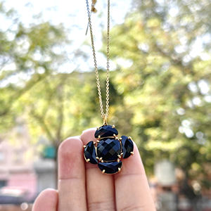 Wholesale fashion jewelry checker cut black onyx prong set pendant <b>necklace</b> <b>solid</b> brass 18k gold plated women statement <b>necklace</b> - Product Image 5