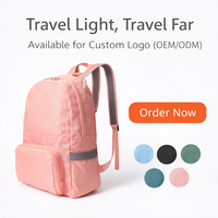 Sac à dos unisexe imperméable léger en polyester, double usage, pour voyage, randonnée, gym, quotidien, avec logo personnalisé, grande capacité, pliable, avec fermeture éclair