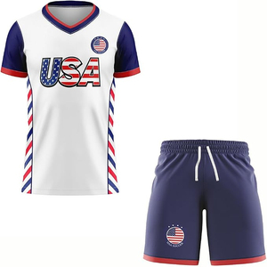ชุดเสื้อฟุตบอลผู้ใหญ่ USA พร้อมกางเกงขาสั้น พิมพ์ลายดิจิทัล คอวี ระบายอากาศได้ดี เป็นมิตรกับสิ่งแวดล้อม ผลิตจากโพลีเอสเตอร์ 100% ทรงปกติ สำหรับฤดูร้อน - Product Image 5