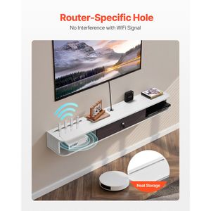 Mobile TV Sospeso Moderno da 55 Pollici con Foro per Cavi, Mobile TV Galleggiante in Melamina con Ripiano e Armadietto Contenitore - Product Image 3