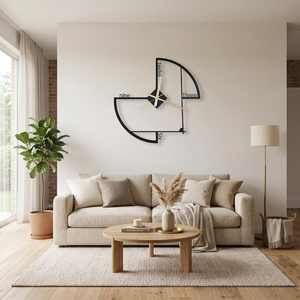 Reloj de Pared Moderno de Metal Negro, Diseño Geométrico Abstracto con Números Arábigos, Reloj Decorativo para Sala de Estar, Oficina en Casa - Product Image 5