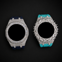 Boîtier de montre de luxe serti de diamants, lunette entièrement pavée, cadre de protection personnalisé, accessoire de bijouterie, design haut de gamme