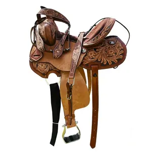 High Quality Best Genuine Leather Western Style Kids Horse Barrel Saddle for Horse Riding Manufacturing From India