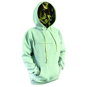 Sweat-shirt à capuche vert menthe pour homme, 100% coton, molleton français, coupe classique, pull décontracté avec poche et doublure en satin - Product Image 2