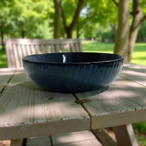 Elegante Juego de Tazones de Cerámica Azul Marino, Exterior Texturizado, Interior Brillante, Duradero, Apto para Alimentos, Perfecto para Aperitivos, Sopa y Comidas Elegantes - Product Image 3