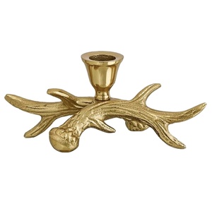 Support de bougie de luxe en or avec motif de bois de cerf, bougeoir décoratif de table, support de bougie rustique pour salon, salle à manger, mariage - Product Image 1