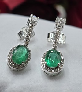 Boucles d'oreilles pendantes élégantes en argent sterling 925 avec moissanite taille ronde et diamants, style hip-hop, pour femme, idéales pour les soirées - Product Image 1