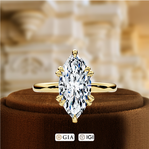 Bague de fiançailles solitaire en or massif 14 carats avec diamant de laboratoire taille marquise 1,5 carat, pavée, pour mariage, fête ou promesse - Product Image 5