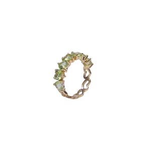Gemvanity Wedding Wear 925 Sterling Silver 14K Gold Plated Natural Peridot Gemstone <b>Women's</b> Classic Lovers Channel <b>Set</b> <b>Ring</b> - Product Image 1